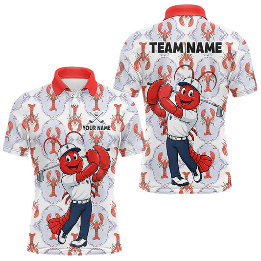 Maxcorners Custom Lobster Golf Polo Shirt for Men, Personalized Funny Lobster Golfer Team Jersey