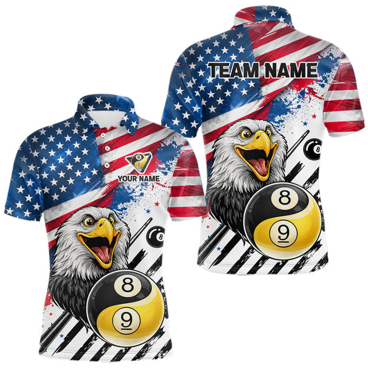 Maxcorners Splatter US Flag Yin And Yang 8 Ball & 9 Ball Men Billiard Shirt Custom Eagle Freedom Billiard Appeal LM1904