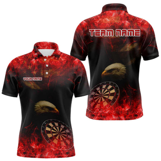 Maxcorners Eagle Dartboard Darts Polo Shirt For Men Custom Flaming Darts Jerseys, Darts Team | Red LM1203