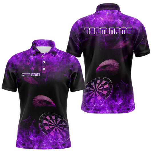 Maxcorners Eagle Dartboard Darts Polo Shirt For Men Custom Flaming Darts Jerseys, Darts Team | Purple LM1203
