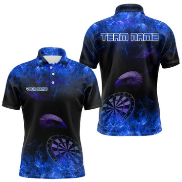 Maxcorners Eagle Dartboard Darts Polo Shirt For Men Custom Flaming Darts Jerseys, Darts Team | Blue LM1203