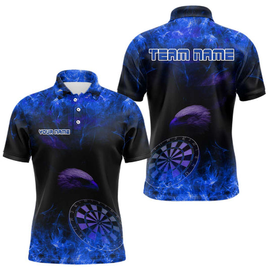 Maxcorners Eagle Dartboard Darts Polo Shirt For Men Custom Flaming Darts Jerseys, Darts Team | Blue LM1203