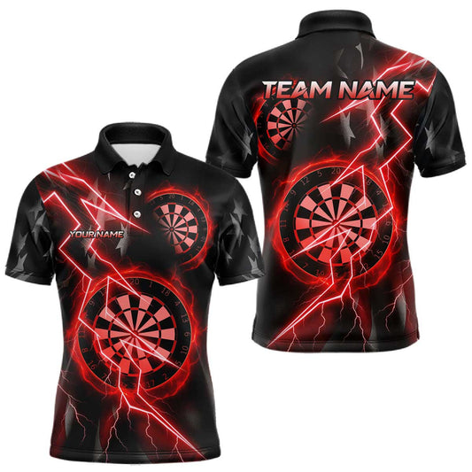 Maxcorners Thunder Patriotic Darts Polo Shirt For Men Custom Red Darts Jerseys, Darts Team LM1203