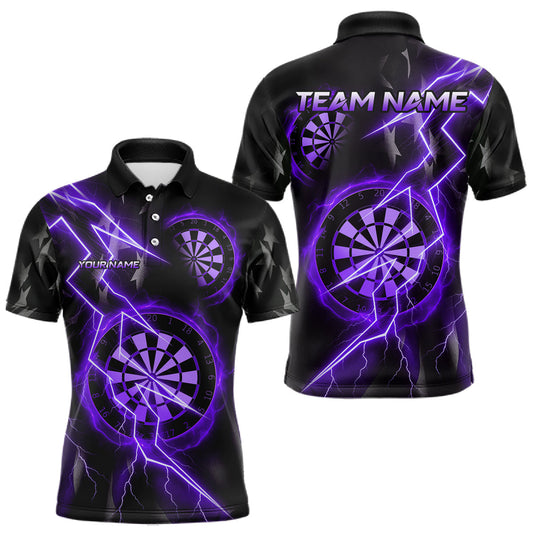 Maxcorners Thunder Patriotic Darts Polo Shirt For Men Custom Purple Darts Jerseys, Darts Team LM1203