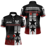 Maxcorners Patriotic Star & Darts Custom Men's Darts Shirt - Black & Red Jersey For Players LM1506