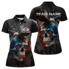 Maxcorners Custom Smoke Skull Eagle Patriotic Dart Shirt For Men US Flag Polo Dart Team Jersey MT0609