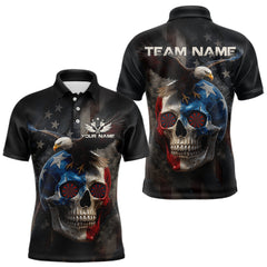 Maxcorners Custom Smoke Skull Eagle Patriotic Dart Shirt For Men US Flag Polo Dart Team Jersey MT0609