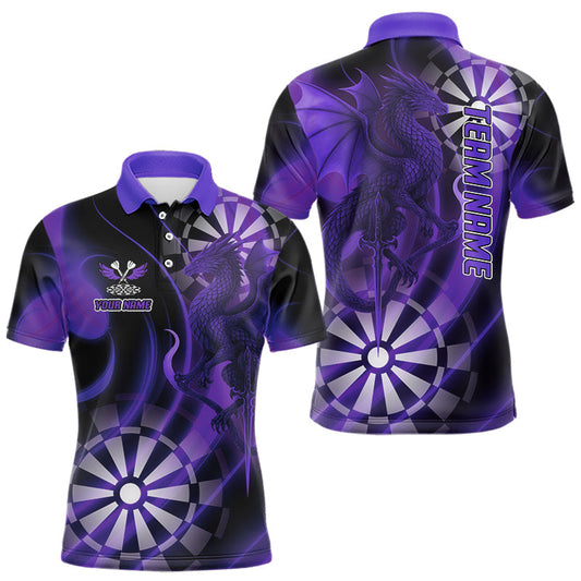 Maxcorners Custom Darts Polo Shirt For Men Fire Dragon Dartboard Personalized Team Jersey LM1903