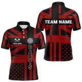 Maxcorners Dartboard Shield US Flag - Men's Patriotic Darts Shirt - Custom Name For Players TU1906