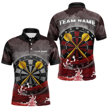 Maxcorners Scarlet Ocean With Golden Arrows - Men's Darts Team Shirt - Custom Name For Players