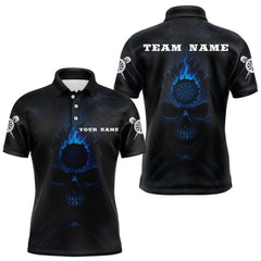 Maxcorners Blue Flaming Dartboard In The Grim Men's Team Shirt - Custom Name For Darts Jersey LM2206