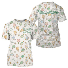 Maxcorners Custom White Flowers Paddle Pickleball T-Shirt For Men Outfits Funny Pickleball Jersey LM1109