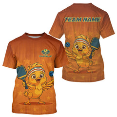 Maxcorners Custom Chicken Orange And Blue Funny Pickleball T-Shirt For Men Outfits Pickleball Jersey LM1109