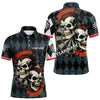 Maxcorners Red-Haired Skulls With Dartboard Men's Navy Darts Shirt - Custom Name For Players LM2206