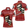 Maxcorners Red-Haired Skulls With Dartboard Men's Red Darts Shirt - Custom Name For Players LM2206