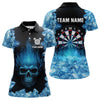 Maxcorners Ice Flame Skull & Dartboard Custom Darts Polo Shirt For Men - Darts Team Jersey LM1307