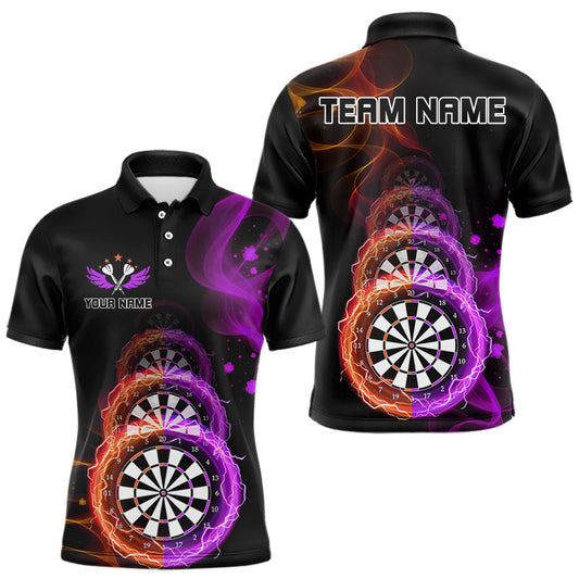 Maxcorners Darts Polo & 1/4-Zip Shirt For Men Custom Smoke Thunder Dartboards | Orange Purple LM1203