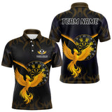 Maxcorners Men's Darts Polo & 1/4-Zip Shirt Custom Phoenix Flame Dartboards, Darts Jersey | Yellow TU1108