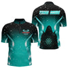 Maxcorners Galaxy Turquoise With Dartboard Darts Shirt For Men - Custom Dart Player Uniform LM2206