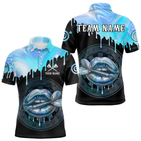 Maxcorners Galaxy Dripping Dart Arrow Men's Darts Polo Shirt - Custom Name For Players LM1203