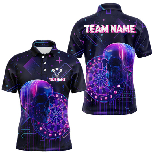 Maxcorners Men's Cyberpunk Dart Shirt Personalized Neon Skull With Dart Team Jerseys LM1203