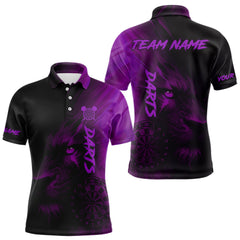 Maxcorners Custom Black- Purple Horror Lion Dartboard Dart Polo Shirt For Men Grunge Dart Jerseys MT1309