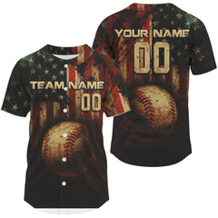 Maxcorners Men's Retro Baseball Jersey Custom US Flag Patriotic Baseball, Youth Baseball Jerseys LM2608