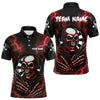 Maxcorners Thunder Lightning Skeleton Dartboard Red Darts Shirt For Men - Custom Name & Team LM3006