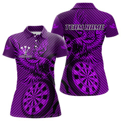 Maxcorners Custom Eagle & Dartboard Purple Stripes Dart Polo Shirts For Men, Dart Team Jerseys LM2007