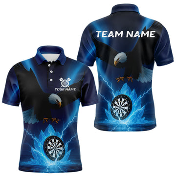 Maxcorners Custom Darts Shirt For Men Blue Icy Eagle Dartboard Dart Jerseys, Dart Team Shirts LM1203