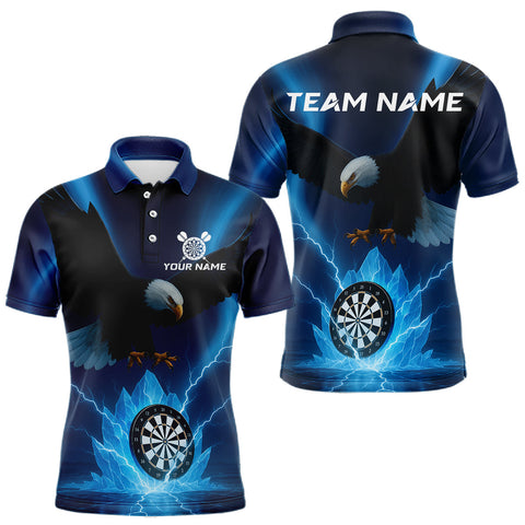 Maxcorners Custom Darts Shirt For Men Blue Icy Eagle Dartboard Dart Jerseys, Dart Team Shirts TU1908