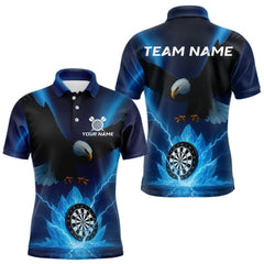 Maxcorners Custom Darts Shirt For Men Blue Icy Eagle Dartboard Dart Jerseys, Dart Team Shirts TU1908