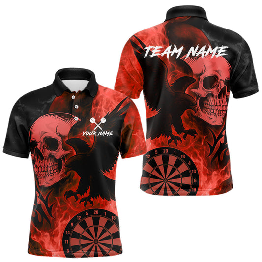 Maxcorners Darts Shirt For Men Personalized Flame Eagle Dartboard Dart Team Jerseys | Red LM1203