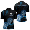 Maxcorners Three Blue-Dartboard 3D Tribal Darts Shirt For Men - Custom Name & Team Jersey LM3006
