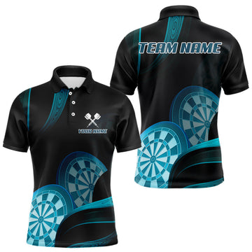 Maxcorners Three Turquoise-Dartboard 3D Tribal Darts Shirt For Men - Custom Name & Team Jersey LM3006