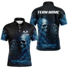 Maxcorners Custom Men Darts Shirt With Icy Skull Personalized Team Dartboard Darts Jerseys LM2408