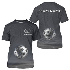 Maxcorners Custom Holographic Pickleball T-Shirt For Men Personalized Silver Pickleball Jersey LM2608