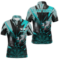 Maxcorners Eagle Dartboard Broken Glass Men's Darts Shirt Custom Name & Team | Opt2 - Turquoise TU0107
