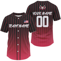 Maxcorners Custom Pink-Black Pinstripe Baseball Jersey For Men Youth Baseball Jersey Personalized LM0409