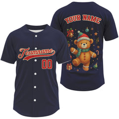 Maxcorners Custom Xmas Holiday Baseball Jersey For Men Funny Merry Christmas Baseball Gifts LM0409