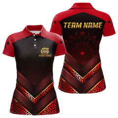 Maxcorners Black & Red Geometric Men's Dart Shirt - Custom Name Shirt For Dart Players MT1006