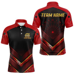 Maxcorners Black & Red Geometric Men's Dart Shirt - Custom Name Shirt For Dart Players MT1006