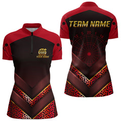 Maxcorners Black & Red Geometric Men's Dart Shirt - Custom Name Shirt For Dart Players MT1006