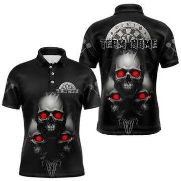 Maxcorners Darts Polo Shirt For Men Personalized skulls & Silver Darts Jerseys With Name & Team