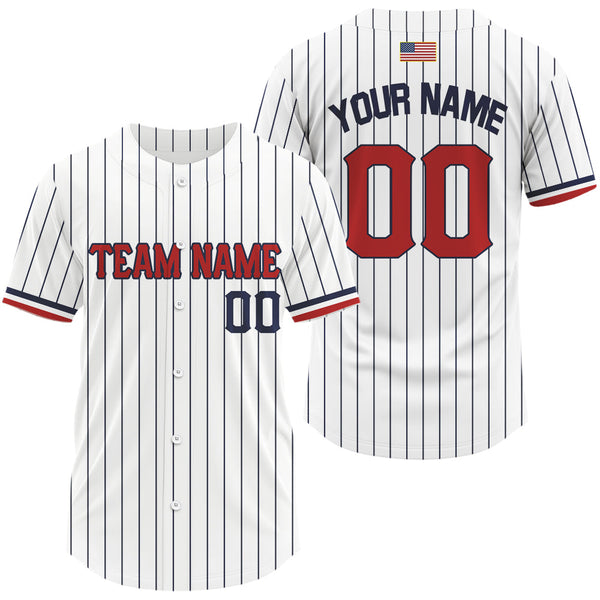 Maxcorners Classic Patriotic Baseball Jersey For Men Personalized US Flag Pinstripe Baseball Team LM2608