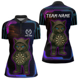 Maxcorners Lightning Cat Tech Neon Dartboard Men's Darts Shirt - Custom Name For Darts Jersey MT1006