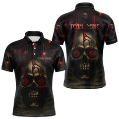 Maxcorners Custom Men's Darts Polo Shirts Red Dripping Blood Skull For Darts Jersey MT707