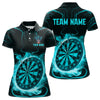 Maxcorners Lightning Smoke Turquoise Dartboard Men's Darts Shirt - Custom Name For Players LM1506