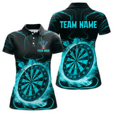 Maxcorners Lightning Smoke Turquoise Dartboard Men's Darts Shirt - Custom Name For Players LM1506