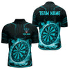 Maxcorners Lightning Smoke Turquoise Dartboard Men's Darts Shirt - Custom Name For Players LM1506